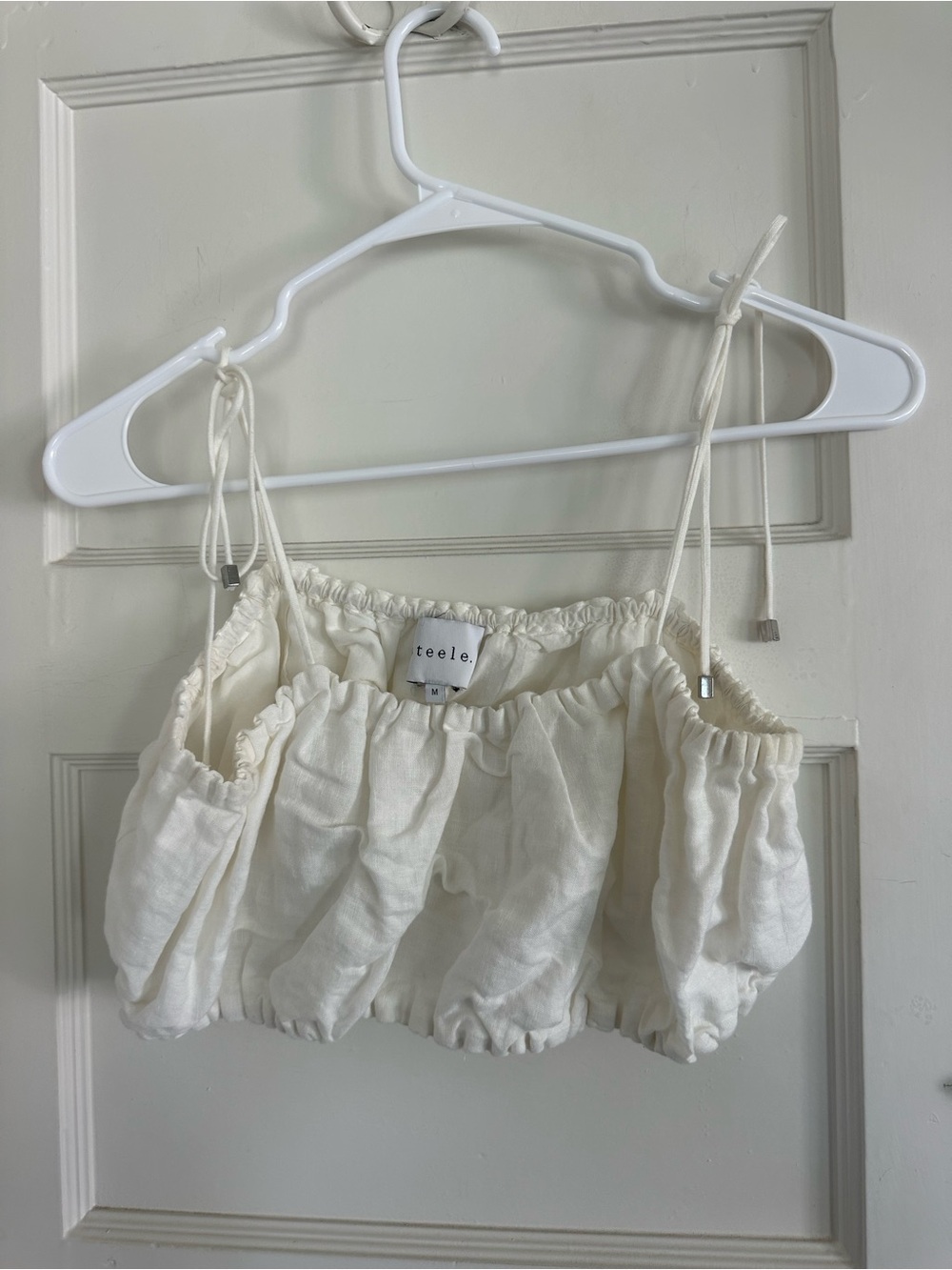 steele Cream Linen Bandeau Crop Top